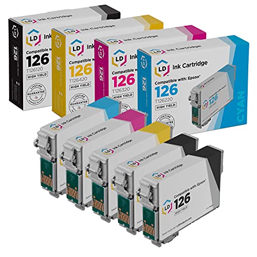 LD Remanufactured Replacement for Epson 126 Ink Cartridge (2 Black, 1 Cyan, 1 Magenta, 1 Yellow, 5-Pack)