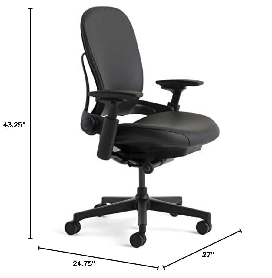 Steelcase Leap 46216179S Office Desk Chair, Black Leather