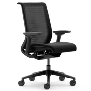 steelcase think chair, licorice 3d knit back with licorice fabric seat