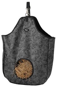 tough 1 nylon hay tote bag in prints, tooled leather black