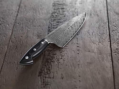 HENCKELS 8-inch Chef's Knife, Premium Quality, German Engineered, Informed by 100+ Years of Mastery, Stainless Steel, Dishwasher Safe, Black/Brown