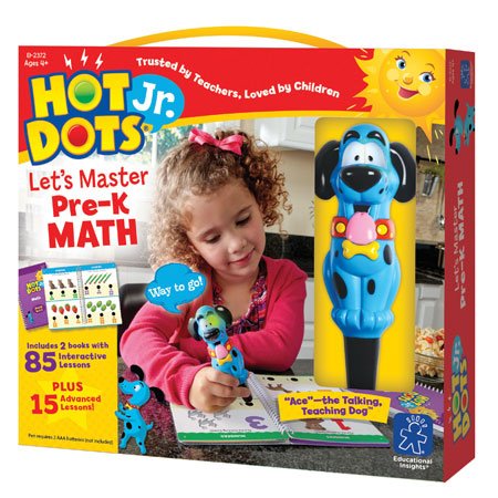 Educational Insights Hot Dots Jr. Let's Master Pre-K Math Set, Homeschool & School Math Workbooks, 2 Books & Interactive Pen, 100 Math Lessons, Ages 4+