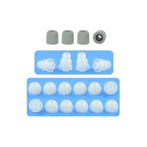 Extra Small - Earphones Plus Brand Replacement Earphone Tips 10 Pair Assortment: 4 Memory Foam Earbuds, 4 Triple Flange Ear Tips, and 12 Standard Replacement Ear Cushions