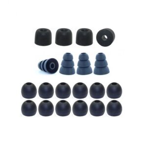 large - earphones plus brand replacement earphone tips custom fit assortment: memory foam earbuds, triple flange ear tips, and standard replacement ear cushions