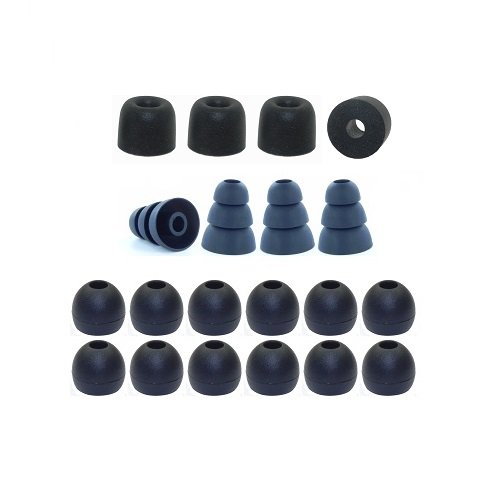 Large - Earphones Plus Brand Replacement Earphone Tips Custom fit Assortment: Memory Foam Earbuds, Triple Flange Ear Tips, and Standard Replacement Ear Cushions