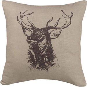 paseo road by hiend accents | elk bust burlap throw decorative pillow, 18x18 inch, rustic cabin lodge style