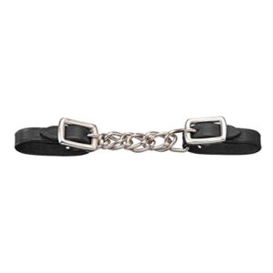 tough1 mini leather flat chain curb strap black