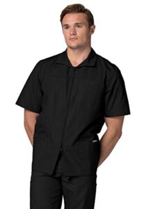 adar universal scrubs for men - zippered short sleeved scrub jacket - 607 - black - 2x