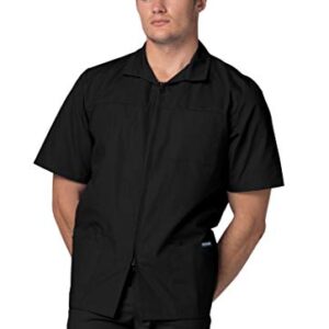 Adar Universal Scrubs for Men - Zippered Short Sleeved Scrub Jacket - 607 - Black - 2X