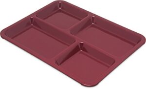 carlisle foodservice products right hand 4-compartment cafeteria / fast food tray, 8.5" x 11", dark cranberry