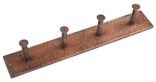 Premier Copper Products RH4 Hand Hammered Copper Quadruple Robe / Towel Hook, Oil Rubbed Bronze