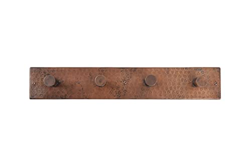 Premier Copper Products RH4 Hand Hammered Copper Quadruple Robe / Towel Hook, Oil Rubbed Bronze