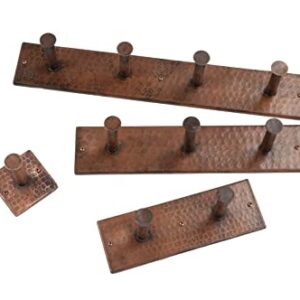 Premier Copper Products RH4 Hand Hammered Copper Quadruple Robe / Towel Hook, Oil Rubbed Bronze