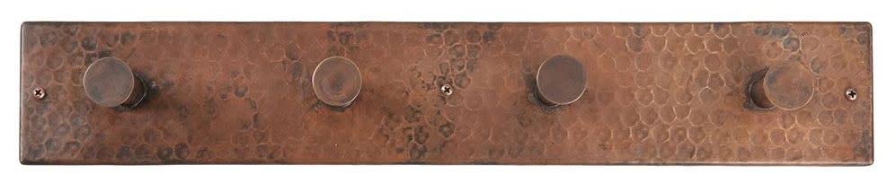 Premier Copper Products RH4 Hand Hammered Copper Quadruple Robe / Towel Hook, Oil Rubbed Bronze