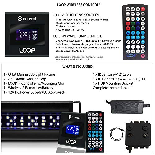 Current USA Orbit Marine LED Light, 24"-36" | With LOOP IR Controller for Wireless Lighting & Wave Pump Control (4101)