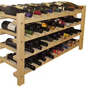 DisplayGifts Wine Rack Stackable Storage Stand, Solid Wood Display Shelves (40 Bottle Capacity)