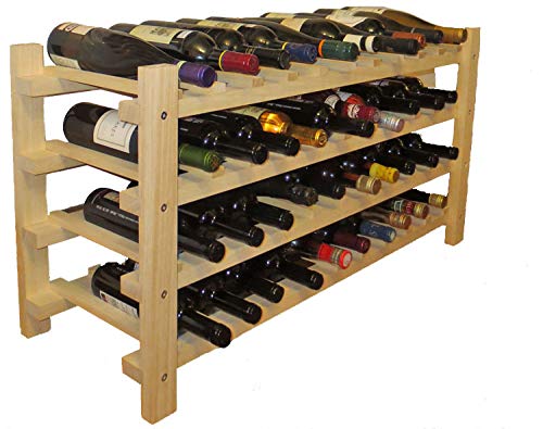 DisplayGifts Wine Rack Stackable Storage Stand, Solid Wood Display Shelves (40 Bottle Capacity)
