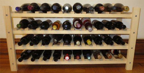 DisplayGifts Wine Rack Stackable Storage Stand, Solid Wood Display Shelves (40 Bottle Capacity)