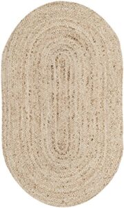 safavieh cape cod collection area rug - 3' x 5' oval, natural, handmade flat weave jute, ideal for high traffic areas in living room, bedroom (cap252a)
