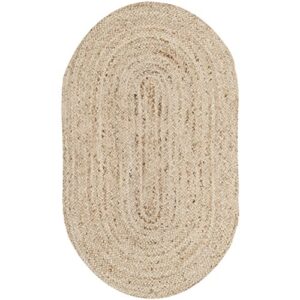 SAFAVIEH Cape Cod Collection Area Rug - 3' x 5' Oval, Natural, Handmade Flat Weave Jute, Ideal for High Traffic Areas in Living Room, Bedroom (CAP252A)