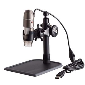 amscope ubw500x02mp digital 2mp usb microscope with endoscope attachment, 5x-500x magnification, 4x 3d digital zoom, built-in eight led light source, table stand, includes software cd