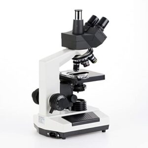 AmScope T390B-3M Digital Professional Compound Trinocular Microscope, 40X-2000X Magnification, WF10x and WF20x Eyepieces, Brightfield, Halogen Illumination, Abbe Condenser, Double-Layer Mechanical Stage, 110V-220V Auto-Switching, Includes 3MP Camera with