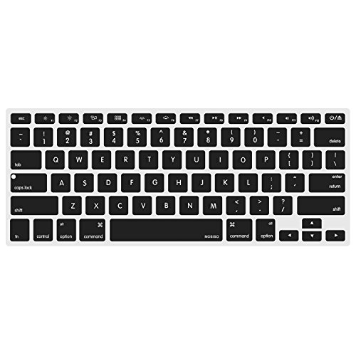 MOSISO Silicone Keyboard Cover Compatible with MacBook Air 13 inch A1466 A1369 2010-2017&Compatible with MacBook Pro 13/15 inch (with/Without Retina Display, 2015 or Older Version), Black