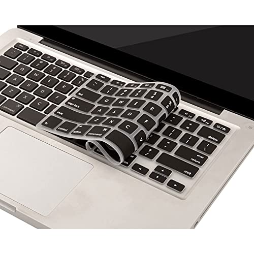 MOSISO Silicone Keyboard Cover Compatible with MacBook Air 13 inch A1466 A1369 2010-2017&Compatible with MacBook Pro 13/15 inch (with/Without Retina Display, 2015 or Older Version), Black