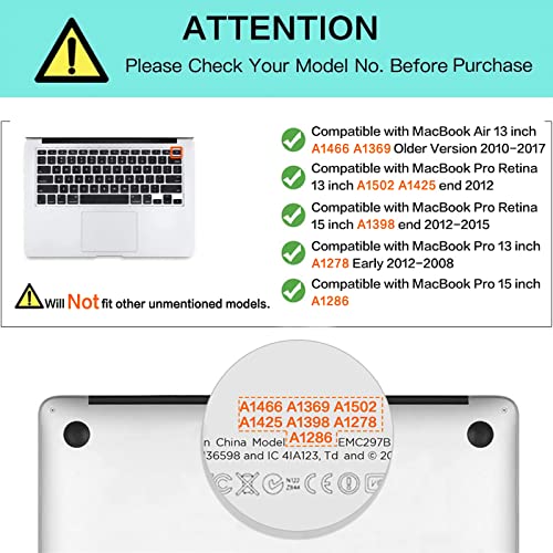 MOSISO Silicone Keyboard Cover Compatible with MacBook Air 13 inch A1466 A1369 2010-2017&Compatible with MacBook Pro 13/15 inch (with/Without Retina Display, 2015 or Older Version), Black