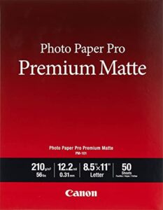 canon pm-101 photo paper pro premium matte (8.5 x 11", 50 sheets)