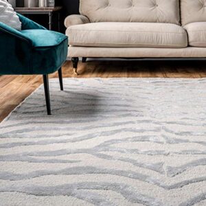 nuLOOM Hand Tufted Plush Zebra Accent Rug, 3x5, Gray