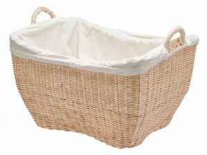 kouboo 1060053 wicker laundry basket with liner, 21.5" x 16" x 15.5", natural color