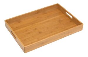 lipper international 8865 solid bamboo wood serving tray, 19.75" x 13.75" x 2.25"