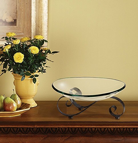 Kensington Hill Iron Scroll Stand with Oval Glass Bowl