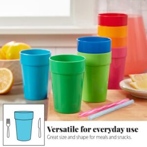 US Acrylic Spectrum Unbreakable Plastic 10 ounce Stackable Juice Tumblers in 8 Assorted Colors | Set of 16 Kids Drinking Cups | Reusable, BPA-free, Made in the USA, Top-rack Dishwasher Safe