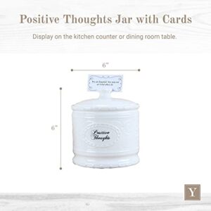 Young's Inc. Ceramic Positive Thoughts Jar with 365 Affirmation Cards - 6" L x 6" W x 6" H - Friendship Gift