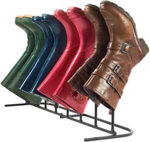 4-pair boot organizer, boot rack for everybody boots closet entryway, creative indoor/outdoor wrought iron boot rack stand , elegant & steady boot organizer - perfect for storing & drying .compact size allows for limited space. .