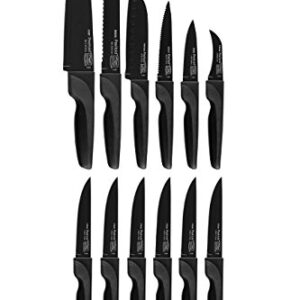 Chicago Cutlery ProHold 14 Piece Dual Kitchen Knife Block Set, Stainless Steel Blade with Black Non-Stick Coating, Ergonomic Handle Kitchen Knife Set