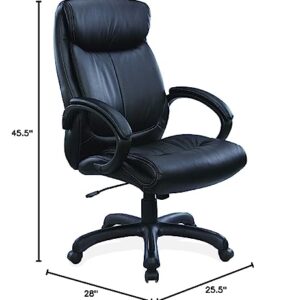 OfficeSource Sierra Series High-Back Executive Office Chair, Black