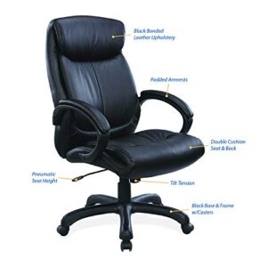 OfficeSource Sierra Series High-Back Executive Office Chair, Black