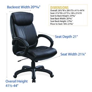 OfficeSource Sierra Series High-Back Executive Office Chair, Black