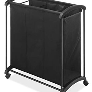 Whitmor 3 Section Laundry Sorter with Wheels - Black