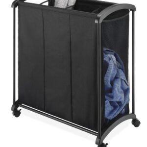 Whitmor 3 Section Laundry Sorter with Wheels - Black