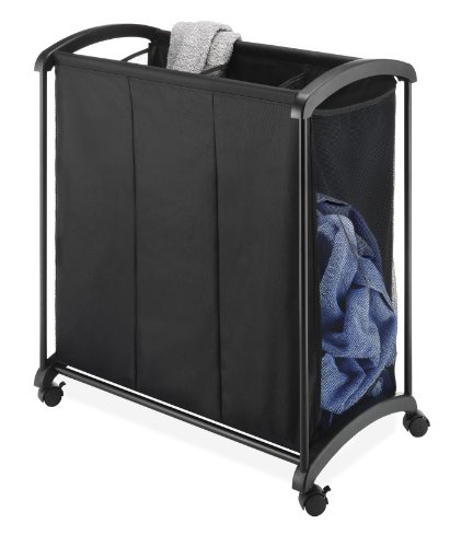 Whitmor 3 Section Laundry Sorter with Wheels - Black