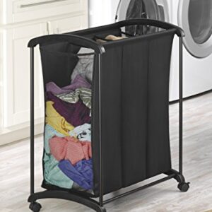 Whitmor 3 Section Laundry Sorter with Wheels - Black