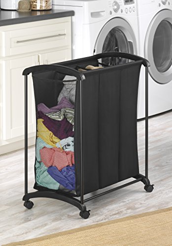 Whitmor 3 Section Laundry Sorter with Wheels - Black