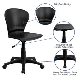 Flash Furniture Sorho Mid-Back Black Plastic Swivel Task Office Chair