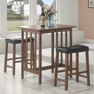 coaster furniture 3 pc counter height set brown/black 130004