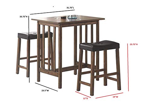 Coaster Furniture 3 Pc Counter Height Set Brown/Black 130004