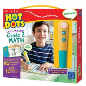 educational insights hot dots let’s master 2nd grade math set, homeschool & school readiness learning workbooks, 2 books & interactive pen, 100 math lessons, ages 7+
